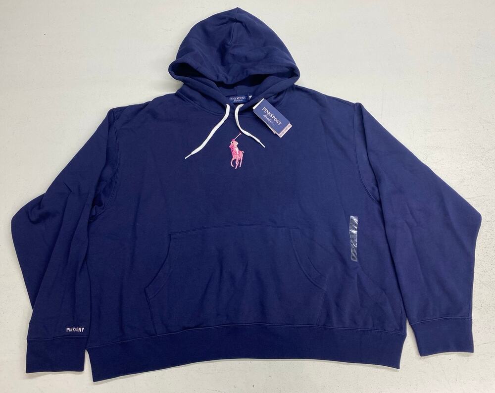 NEW Polo Ralph Lauren Pink Pony cancer awareness logo pullover hoodie, 4XLT
